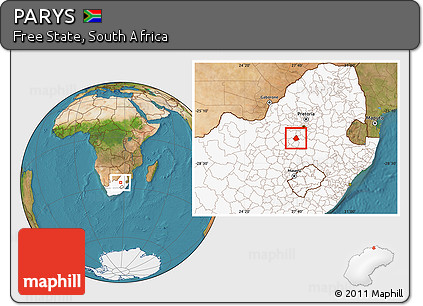 Satellite Location Map of PARYS, highlighted country