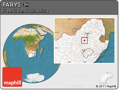 Satellite Location Map of PARYS, highlighted country