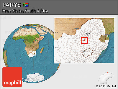 Satellite Location Map of PARYS, highlighted country