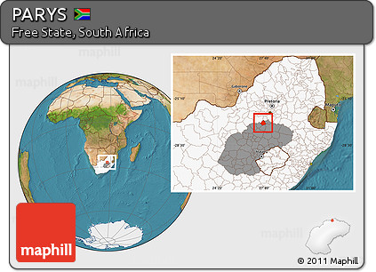 Satellite Location Map of PARYS, highlighted country, highlighted parent region