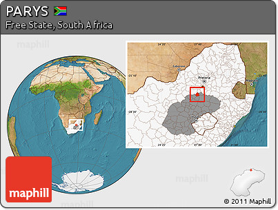 Satellite Location Map of PARYS, highlighted country, highlighted parent region