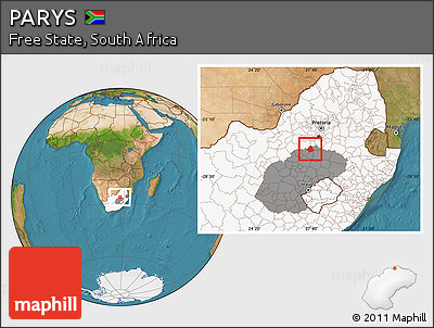 Satellite Location Map of PARYS, highlighted country, highlighted parent region
