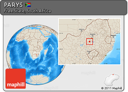 Shaded Relief Location Map of PARYS