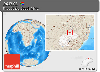 Shaded Relief Location Map of PARYS, highlighted parent region