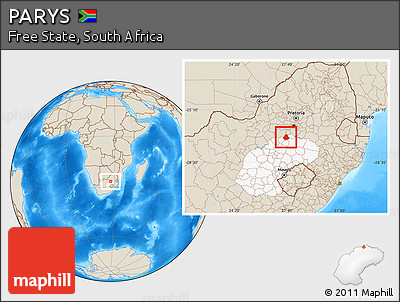 Shaded Relief Location Map of PARYS, highlighted parent region