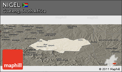 Shaded Relief Panoramic Map of NIGEL, darken