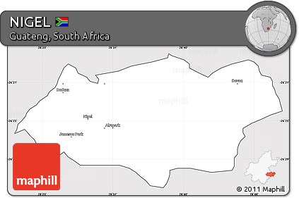Silver Style Simple Map of NIGEL, cropped outside