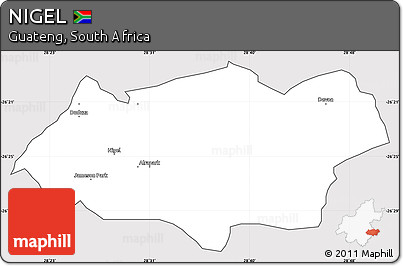Silver Style Simple Map of NIGEL, cropped outside
