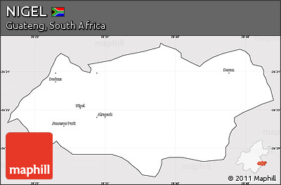 Silver Style Simple Map of NIGEL, cropped outside