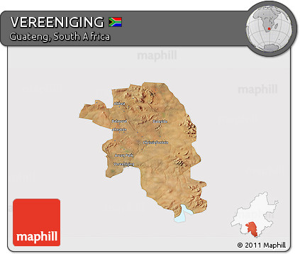 Satellite 3D Map of VEREENIGING, cropped outside