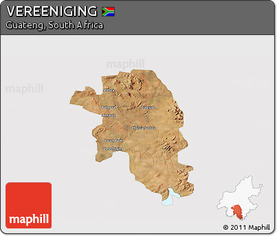 Satellite 3D Map of VEREENIGING, cropped outside