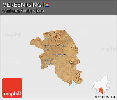 Satellite 3D Map of VEREENIGING, cropped outside