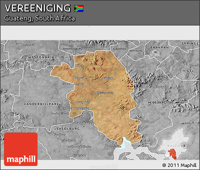 Satellite 3D Map of VEREENIGING, desaturated