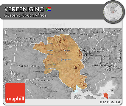 Satellite 3D Map of VEREENIGING, desaturated