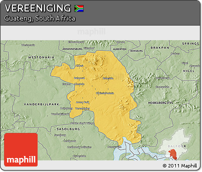 Savanna Style 3D Map of VEREENIGING