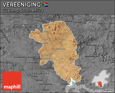 Satellite Map of VEREENIGING, darken, desaturated