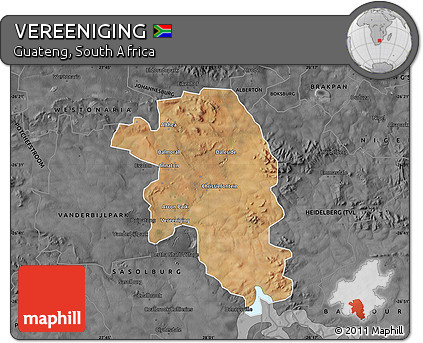 Satellite Map of VEREENIGING, darken, desaturated
