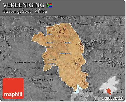 Satellite Map of VEREENIGING, darken, desaturated