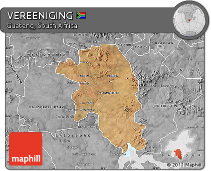 Satellite Map of VEREENIGING, desaturated