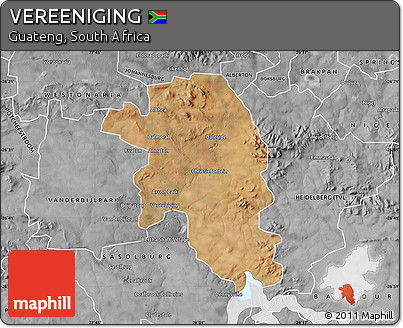 Satellite Map of VEREENIGING, desaturated