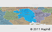 Political Panoramic Map of VEREENIGING, semi-desaturated