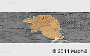 Satellite Panoramic Map of VEREENIGING, darken, desaturated