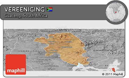 Satellite Panoramic Map of VEREENIGING, desaturated