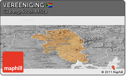 Satellite Panoramic Map of VEREENIGING, desaturated