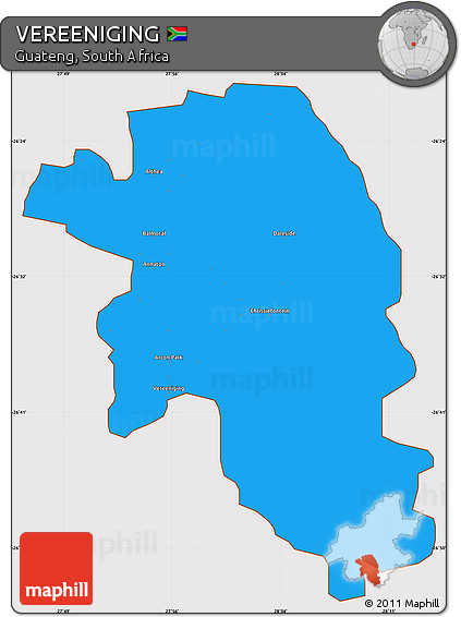 Political Simple Map of VEREENIGING, cropped outside