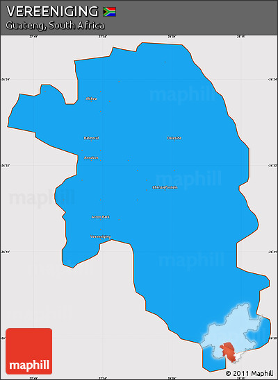 Political Simple Map of VEREENIGING, cropped outside