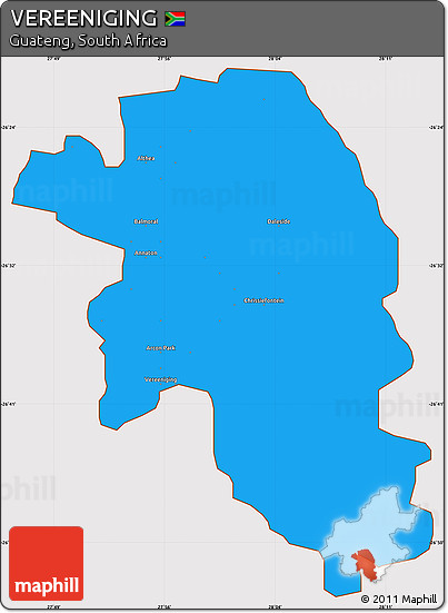 Political Simple Map of VEREENIGING, cropped outside
