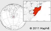 Blank Location Map of Kwazulu/Natal