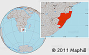 Gray Location Map of Kwazulu/Natal