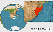 Satellite Location Map of Kwazulu/Natal