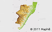 Physical Map of Kwazulu/Natal, cropped outside