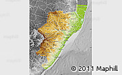 Physical Map of Kwazulu/Natal, desaturated