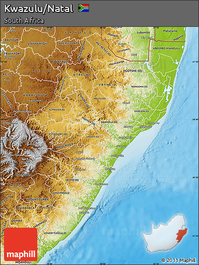 Physical Map of Kwazulu/Natal