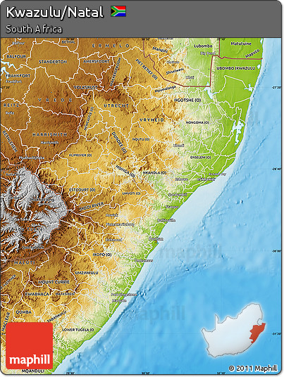 Physical Map of Kwazulu/Natal