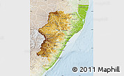 Physical Map of Kwazulu/Natal, lighten