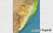 Physical Map of Kwazulu/Natal, satellite outside
