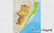 Physical Map of Kwazulu/Natal, shaded relief outside