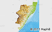 Physical Map of Kwazulu/Natal, single color outside