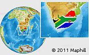 Flag Location Map of South Africa, physical outside