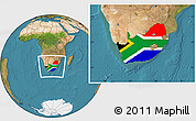 Flag Location Map of South Africa, satellite outside