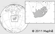 Gray Location Map of South Africa, blank outside, hill shading inside
