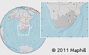 Gray Location Map of South Africa, lighten, semi-desaturated, land only, hill shading