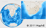 Shaded Relief Location Map of South Africa, lighten, land only