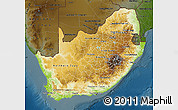 Physical Map of South Africa, darken