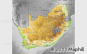 Physical Map of South Africa, desaturated