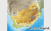 Physical Map of South Africa, semi-desaturated, land only